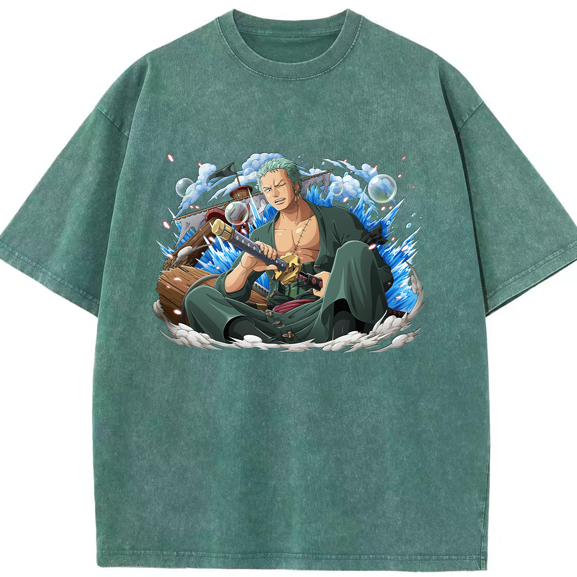 ワンピース ロロノア・ゾロ ONE PIECE Roronoa Zoro 綿100% ヴィンテージ風 半袖Tシャツ（フロントプリント）